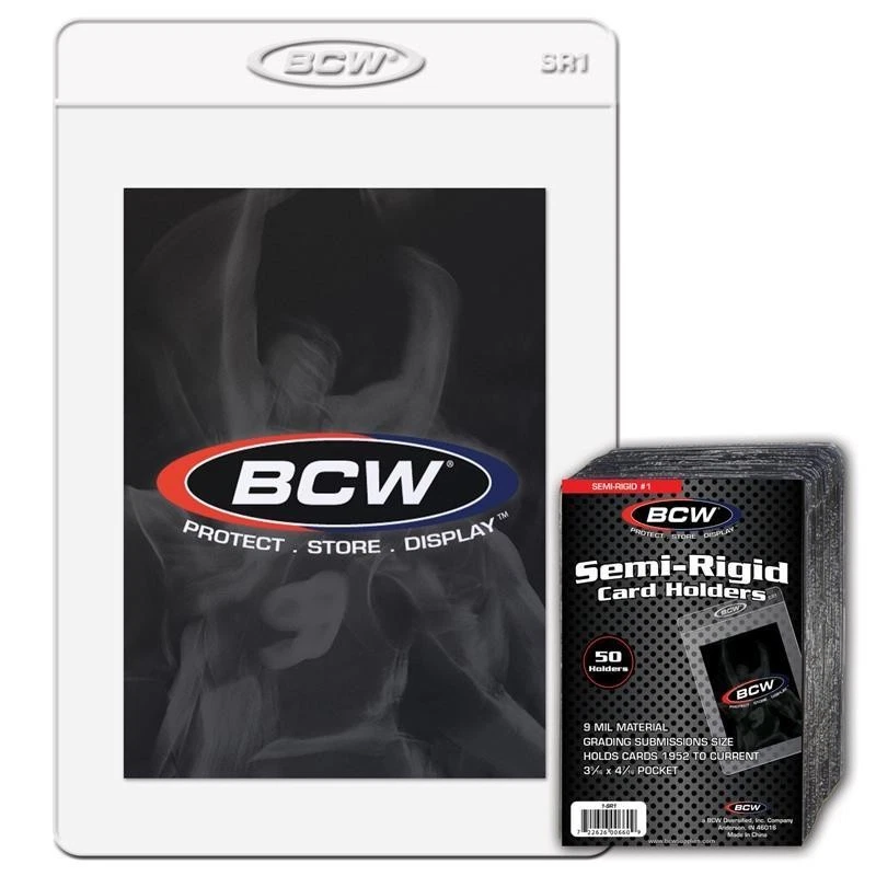50 BCW SEMI RIGID CARD HOLDERS #1 REQUIRED BY GRADING COMPANIES FOR SUBMISSION