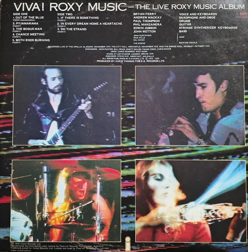 Roxy Music- Viva! Roxy Music [Live Roxy Music Album] VINYL LP (1976) Gatefold - Image 2 of 4