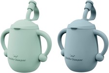 2 Pack Silicone Baby Training Cup Shatterproof Toddler Sippy Straw 6 Months
