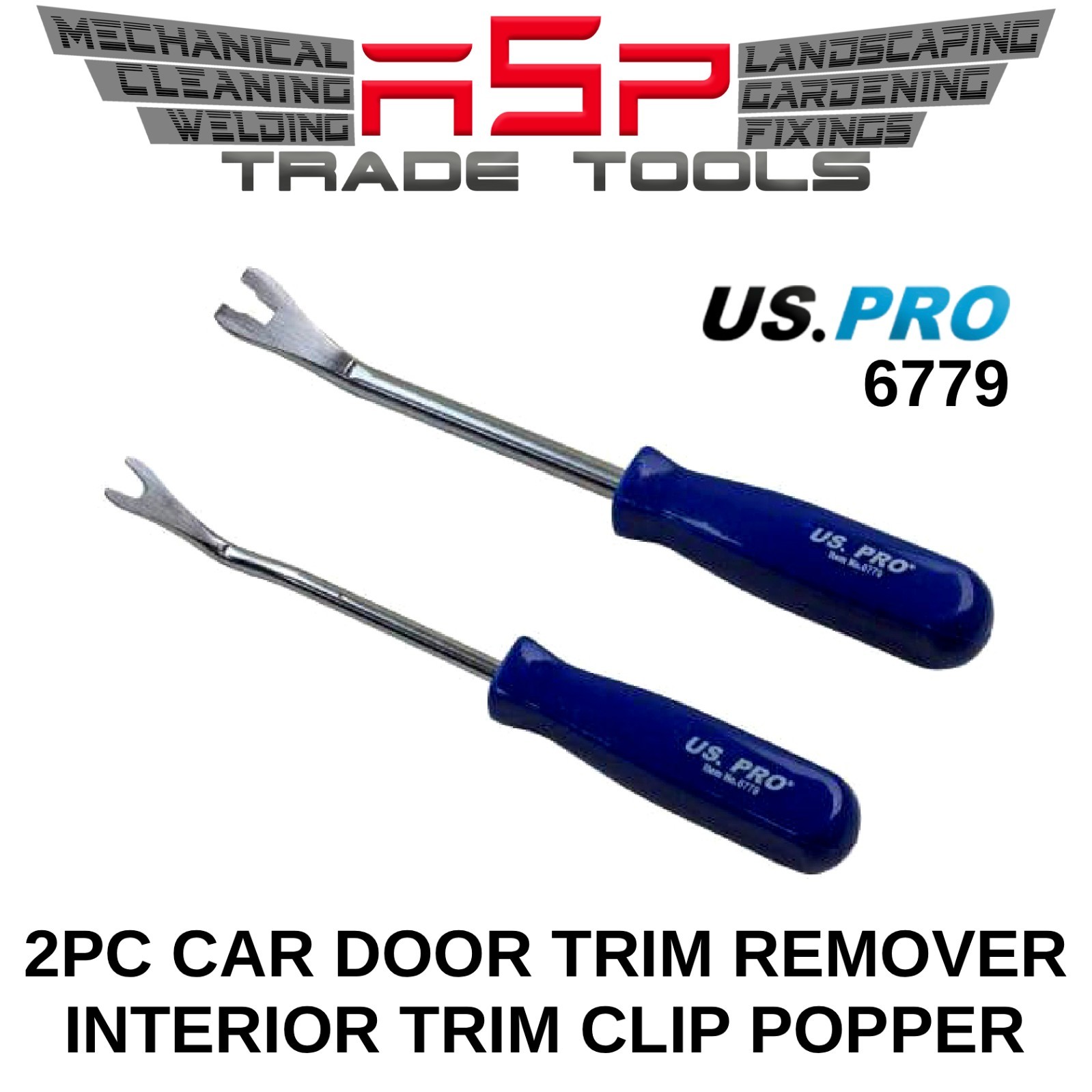 US PRO 2pc Car Door Trim Remover & Interior Trim Clip Popper 6779 - Image 3