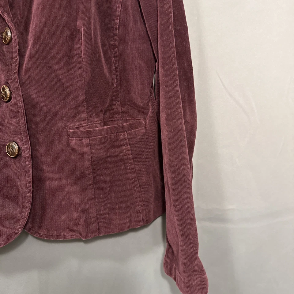 Blazer para mujer St. John's Bay de pana borgoña 3 botones talla L Foto 2 de 4