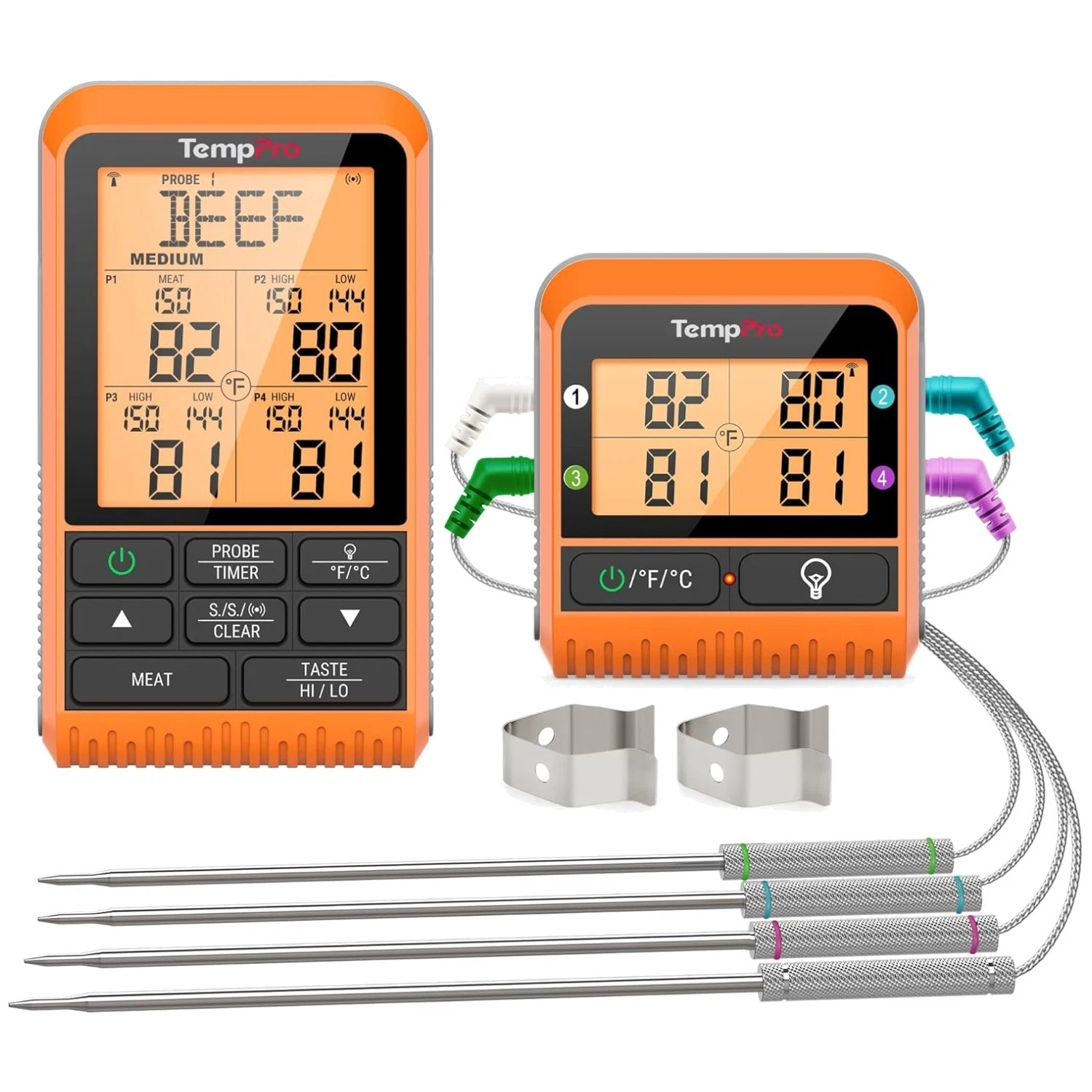 ThermoPro Wireless Meat Thermometer - 4 Color-Coded Probes