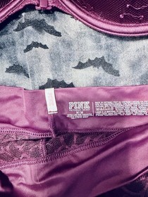 Victoria's Secret Burgundy Lace Front Close Racerback Push Up Bra 34DD & Panty M