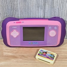 VTech Mobigo Touch Learning Pink And Purple Tested Working w/Game Dora Twins Day