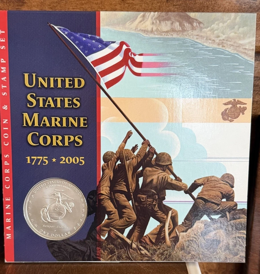 Special US Mint 2005 Marine Corps Silver Dollar Coin And Stamp Set - Image 2 of 4