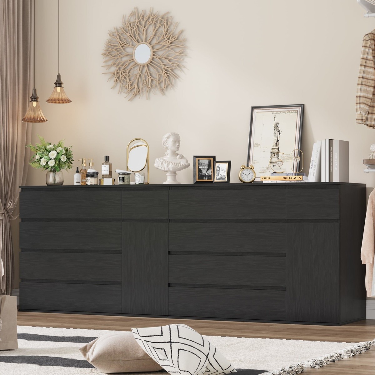 Homfa FPB-374 5 Drawer Dresser with Door, Black | eBay Homfa FPB-374 5 Drawer Dresser with Door, Black | eBay