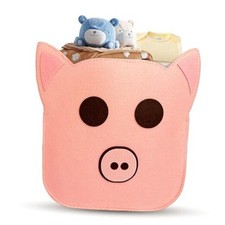 Felt Baby Basket,Pig Shaped Baby Gift Basket Nursery Organizer for Storage pig