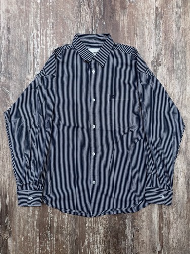 Men’s Carhartt WIP Navy Blue Striped Long Sleeve Button Up Shirt Size Medium