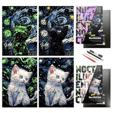 Scratch Art Painting Paper Set Glow in The Dark A3 DIY Craft Kit Amusement Park