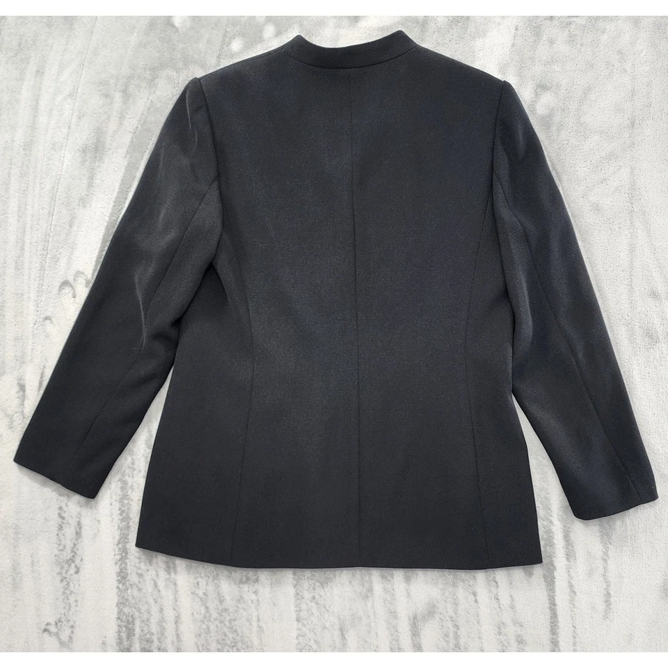 Chaqueta Blazer Travis Ayers TZ 3 Botones Talla 8P Negra Oficina Carrera Preppy Formal Foto 2 de 4