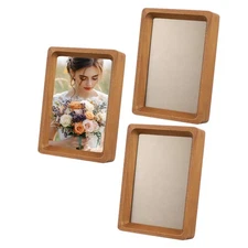 3pcs 4 x 6" Wood Mini Photo Frames Wooden Finish Picture Frame, Teak Color