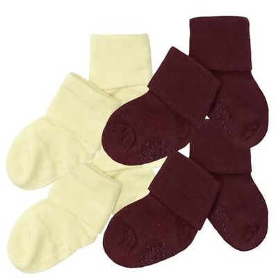  Unisex Newborn Baby Gripper Socks   Toddler Boy & Girl 12-24 Months Burg/Soy