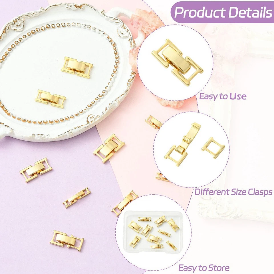 10x Brass Fold Over Jewelry Clasps Watch Band Clasps Jewelry Extender Gold Clasp - Image 3 of 4