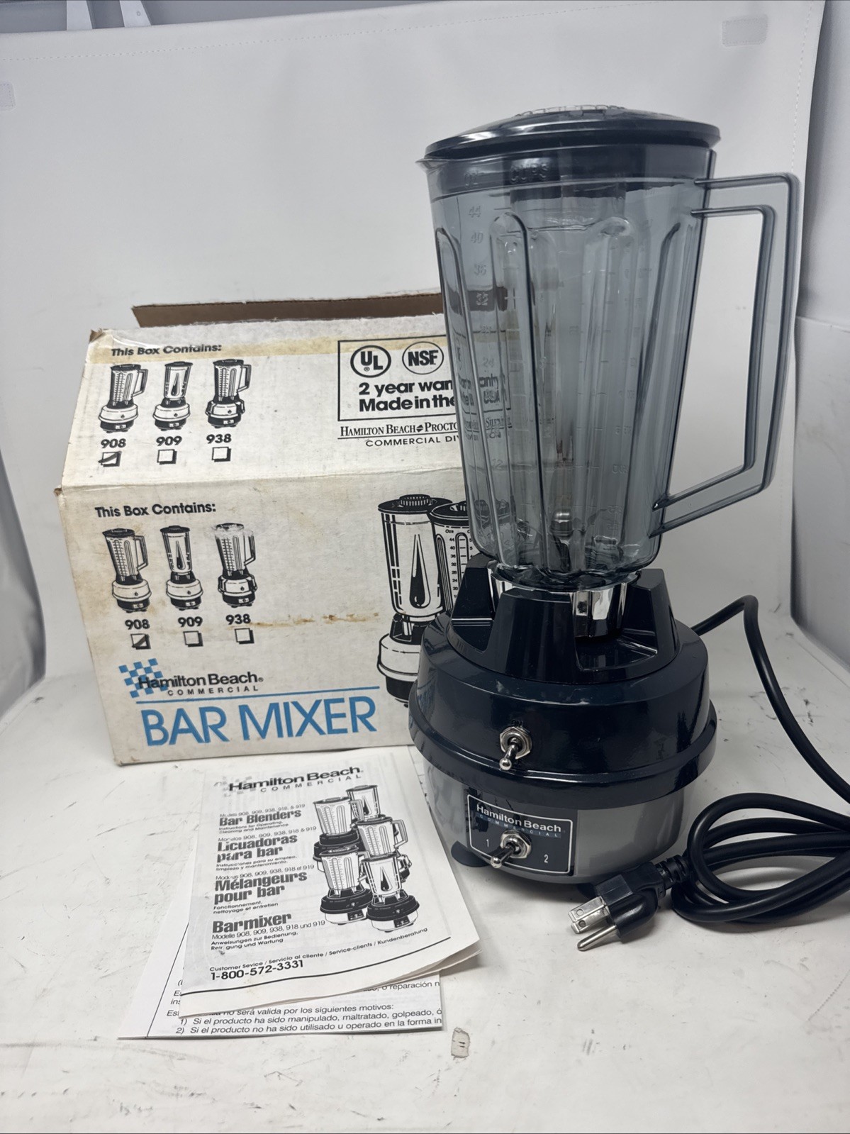 Hamilton Beach Commercial Blender 908 Vintage Bar Mixer USA 