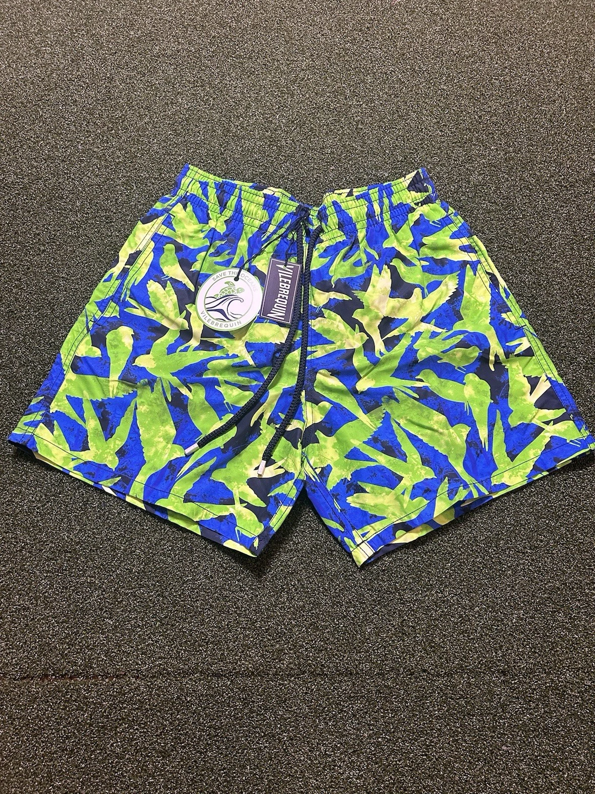 Vilebrequin Moorea Men's Swim Trunks Blue Green, Size M Surf Swim Summer Ocean