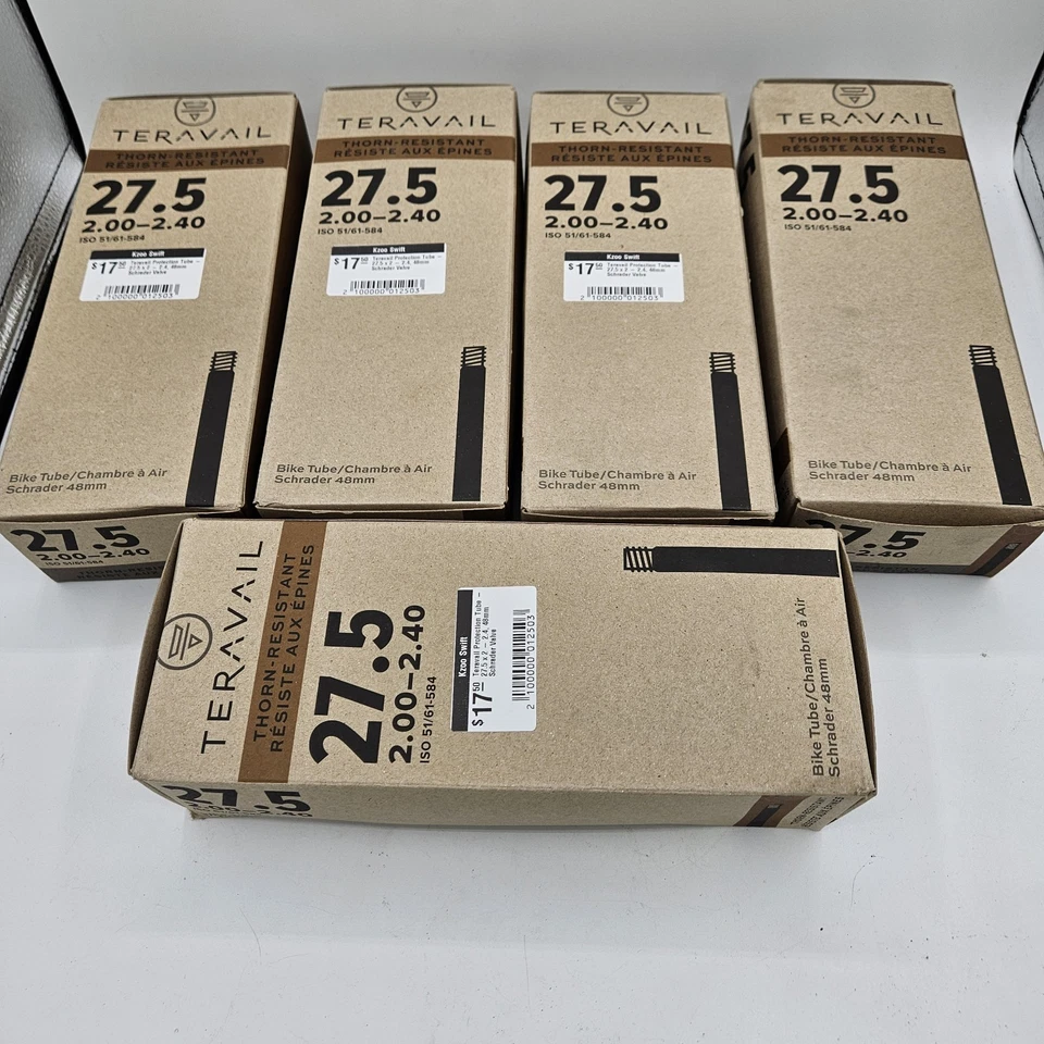 5x - Teravail Thorn Resistant Inner Tube, 48 mm Schrader Valve, 27.5 x 2.0-2.4" - Image 2 of 4
