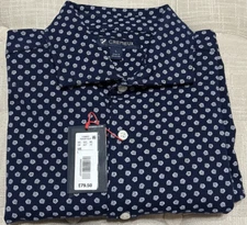 NWT Cremieux size L peacoat blue short sleeve button up shirt mens