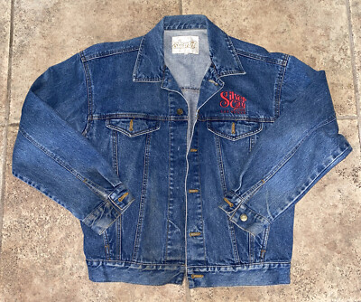 Sharui Mems Blue Denim Silver City Las Vegas Jean Jacket Size M NO BUTTONS