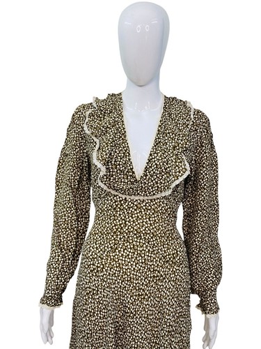 Doen Femmes Eugénie Imprimé Floral Col V Crêpe Long Maxi Robe TAILLE S - Photo 4 sur 22