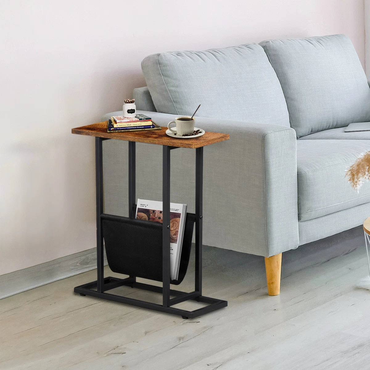 Narrow End Table for Small Space Slim Side Table for Couch Sofa