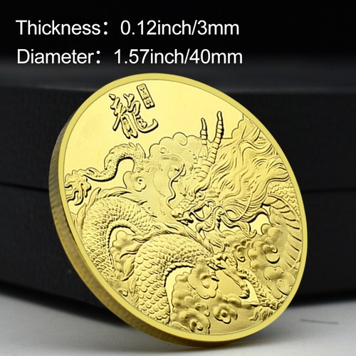 Moneda Desafío Oro Dragón Signos del Zodiaco Chino 'Fu' Coleccionables Medalla - Imagen 3 de 12