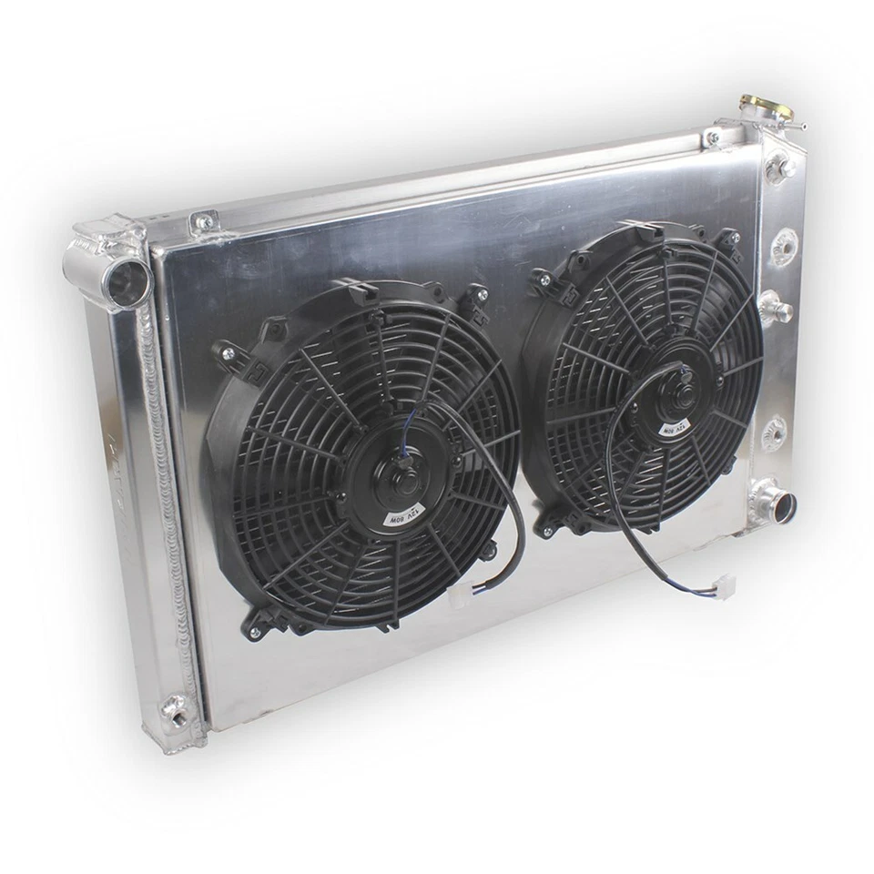 Shroud&2*Fan & 4Row Aluminum Radiator For 1973-1980 GMC Jimmy/Caballero L6 V6 V8 Foto 2 de 4