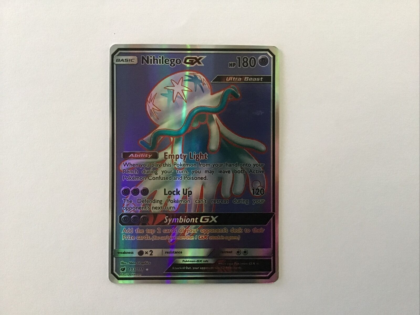 Nihilego GX FULL ART 103/111 Crimson Invasion Ultra Rare Pokemon