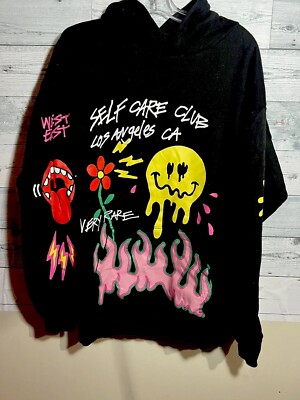 Pacsun Very Rare Self Care Club Multicolor Graphic Print Hoodie Men's size  XL
