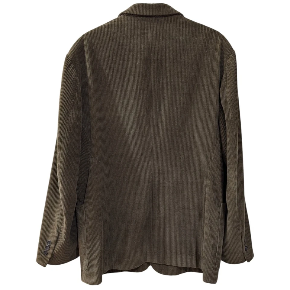 Vintage años 90 J. Abrigo deportivo Crew para hombre L verde oliva 100 % algodón pana dos botones Foto 2 de 4