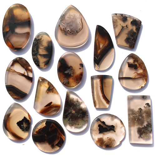 Lotto 15 Pezzi Agata Turca Naturale Alta Qualità 16mm-24,8mm Mix Pietre Cabochon - Foto 2 di 12