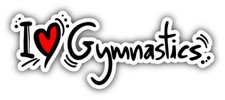 I Love Gymnastics Car Bumper Sticker Decal - 3'', 5'', 6'' or 8''