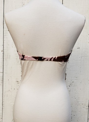 Vix by Paul Hermanny Bandeau Bikini Top Brown Pink Leaves Womens SZ Small NEW - Picture 2 of 3