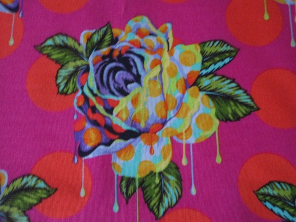 Tula Pink Cotton Fabric 1 Fat Quarter Curiouser Painted Roses on Pink - Image 3 of 3
