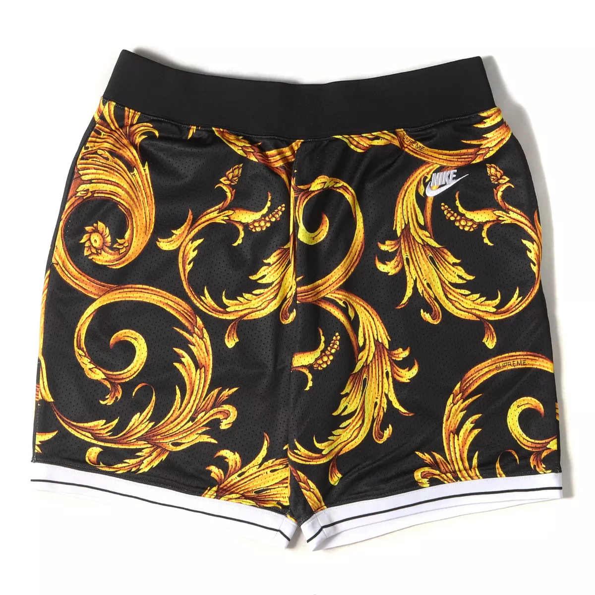 SS14 Supreme / Nike Basketball Shorts Black/Gold 'Versace' 648794 010 Men's  M