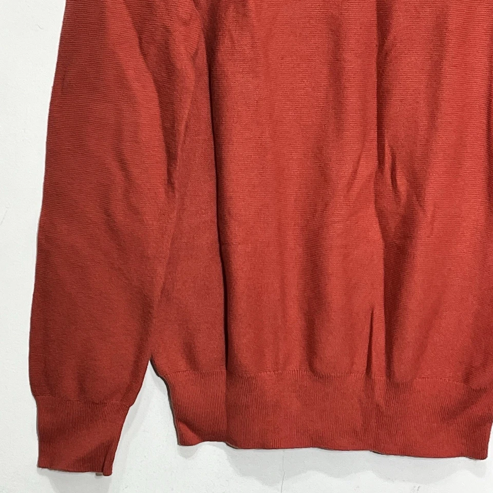 J. Crew Mens Size XS Crewneck Sweater Garter Stitch 100% Cotton Red/Burnt Orange - Image 4 of 4