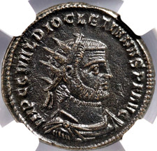 Diocletian Roman Empire AD 284-305 NGC AU Aurelianianus Soldier Spear Victory