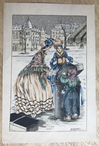 Assiette mode française Pochoir par J. Dorval. - Photo 2/2