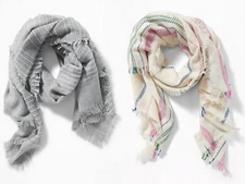 NWT Old Navy Long Fringed Textured Stripe Blanket Scarf Wrap Shawl Pashmina