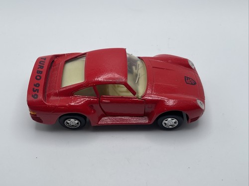 Porsche Turbo 959 Pull Back & Go Diecast Car Silver 1:34 Doors Open - Picture 7 of 17