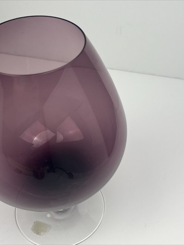 Vintage Empoli Deep Purple Optic Hand Blown Glass Brandy Snifter 9" - Picture 7 of 9