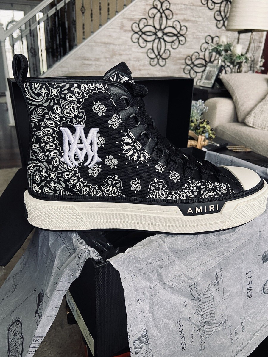 Amiri Bandana MA Court Hi Top Sneakers in Black /white BNWB