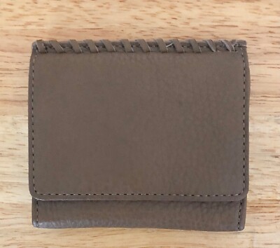 Nwt Women’s Hobo International Leather Wallet Card Case, Stitch, Graystone 