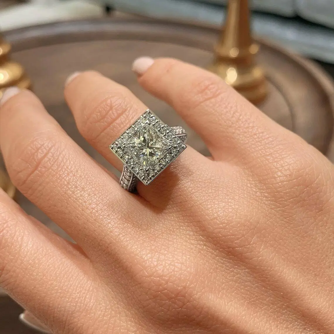Veronique - 14k White Gold 2 Carat Princess Cut Halo Natural Diamond  Engagement Ring @ $2450 | Gabriel & Co.