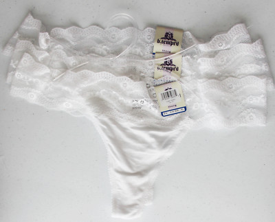 B TEMPTED WACOAL 933182k White Thongs PANTIES Underwear 3-PACK SIZE XL NWT $36