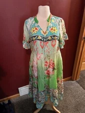 Tolani Collection Multicolor V Neck Short Sleeve Midi Dress Sz XS