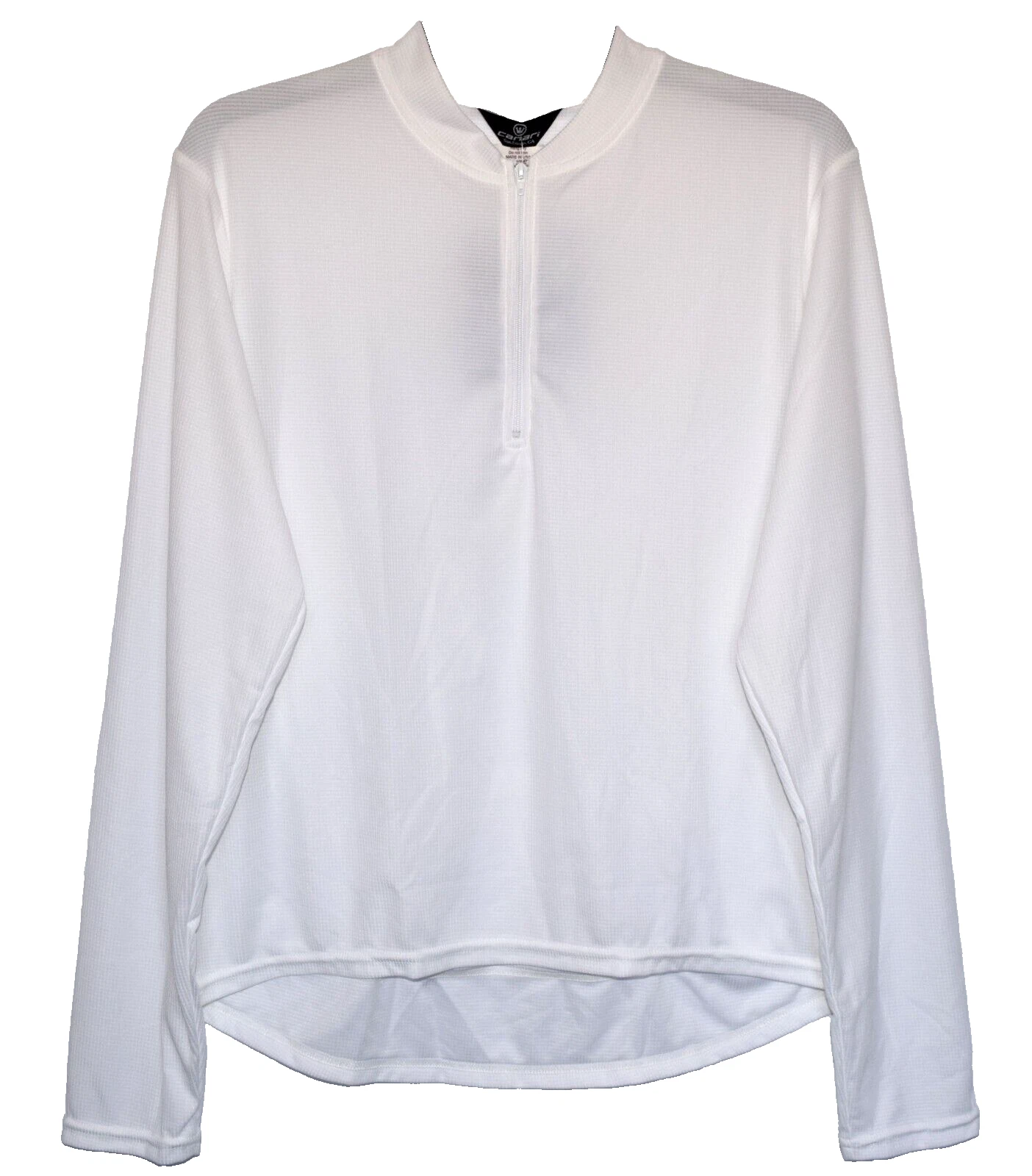NWT Canari Cyclewear White 1/4 Zip Long Sleeve Back Pockets Jersey Top Size XL