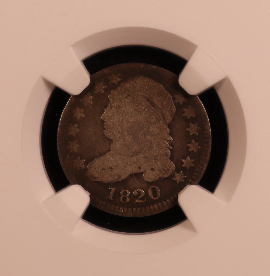 1820 Capped Bust Silver Dime "Large 0" - NGC Good 4 -Pleasant Original Surfaces! - Image 4 of 4