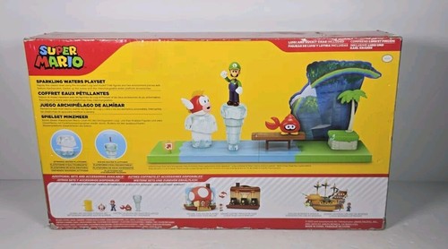 Super Mario Sparkling Waters Action Figure Playset BNIB Jakks Pacific w/Luigi - Picture 2 of 3