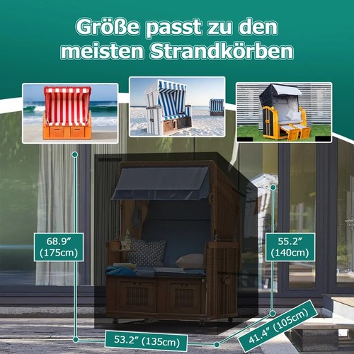 Strandkorb Schutzhaube Schutzhülle XXL Abdeckung Abdeckhaube Strandkorbhülle neu - Bild 4 von 15