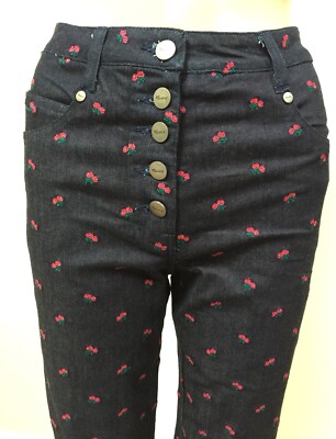 Miaou Women s Junior Embroidered Floral Denim Jeans Size 28 New